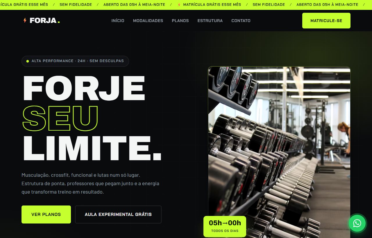 Site da academia FORJA